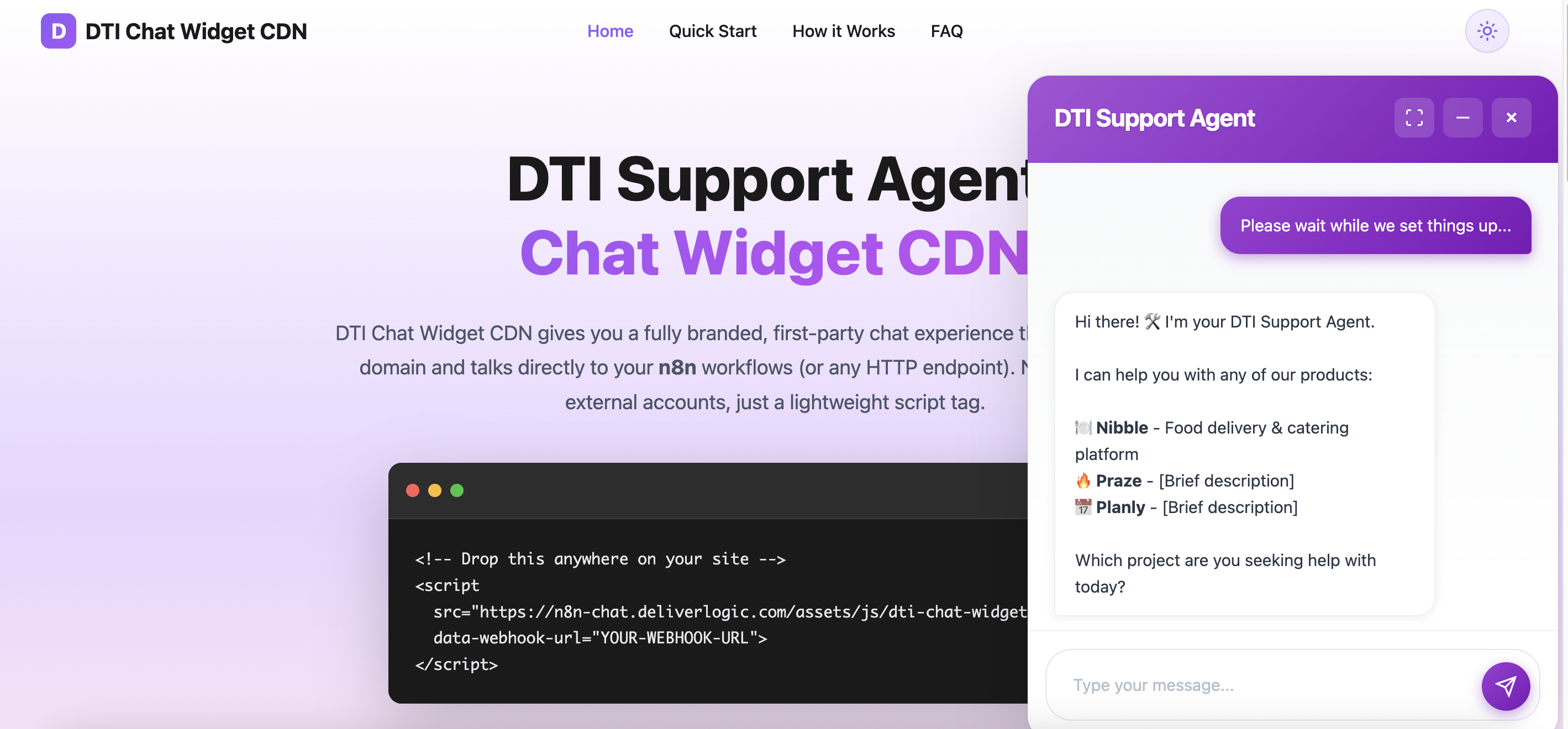 Chat Widget - Side Panel Minimal Mode